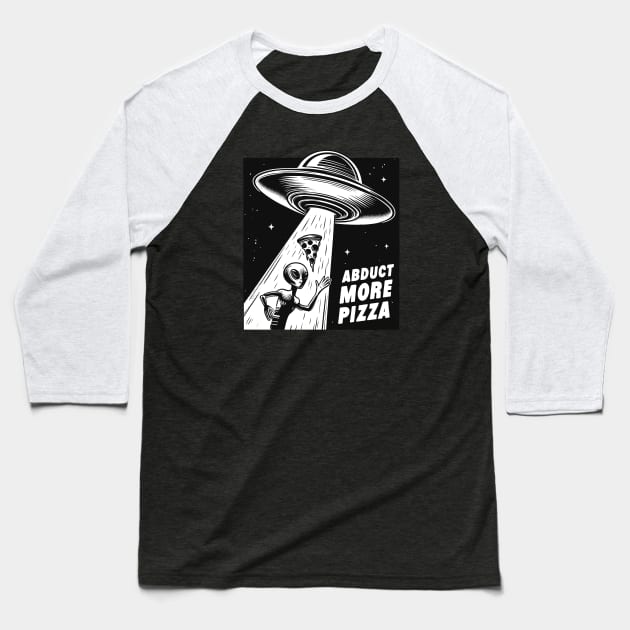 Aliens Abduct More Pizza For UFO Space Party Baseball T-Shirt by SubtleSplit